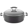 Cookware Circulon Contempo 7.5 Qt. Hard-Anodized Aluminum Nonstick Stock Pot In Black With Glass Lid