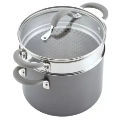 Cookware Circulon Elementum 5 Qt. Oyster Gray Hard-Anodized Nonstick Covered Multipot With Steamer Insert 11 Cookware Circulon Elementum 5 Qt. Oyster Gray Hard-Anodized Nonstick Covered Multipot With Steamer Insert -Weston Shop circulon stock pots 84608 4f 1000