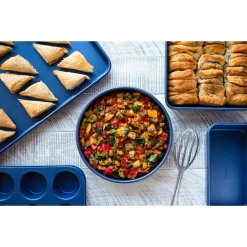 Alternative view of GRANITESTONE Classic Blue Pro 0.8MM Gauge Titanium And Diamond Infused Non-Stick 5 Piece Bakeware Set