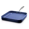 Cookware GRANITESTONE Classic Blue 10.5 In. Aluminum Ultra-Durable Non-Stick Diamond Infused Grill Pan -Weston Shop classic blue granitestone griddles grill pans 7029 64 1000