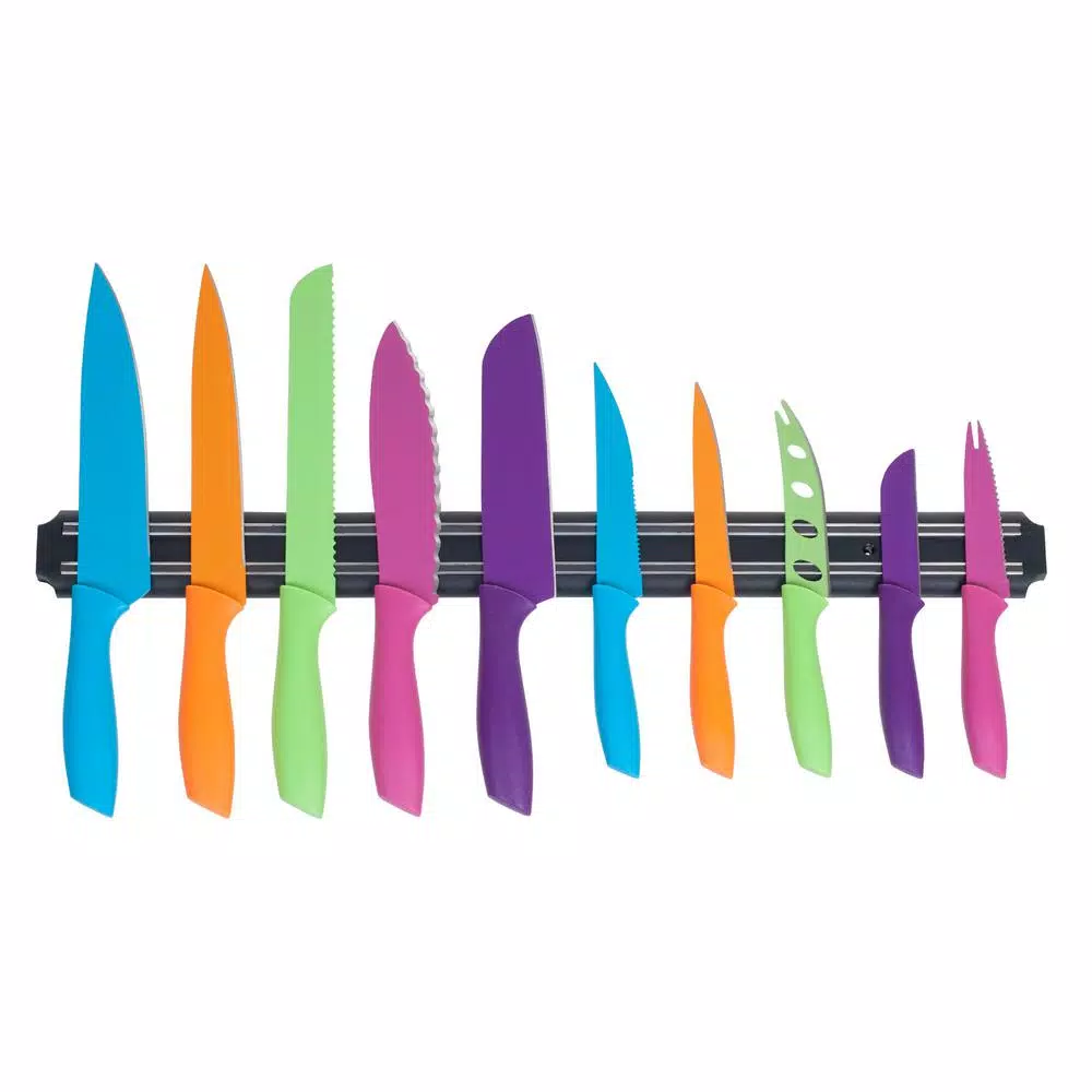 Cutlery Classic Cuisine 10-Piece Colorful Stainless Steel Culinary Knife Set With Magnetic Bar 4 Cutlery Classic Cuisine 10-Piece Colorful Stainless Steel Culinary Knife Set With Magnetic Bar - Image 2