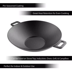 Cookware Classic Cuisine Cast Iron Wok With Handles -Weston Shop classic cuisine woks stir fry pans hw031086 4f 1000