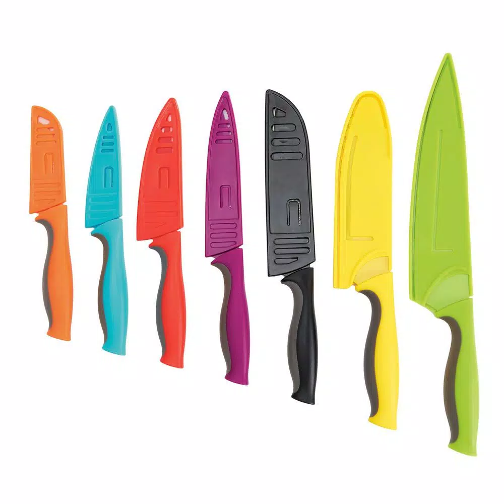 Cutlery Cook N Home 14-Piece Multicolor Coated Carbon Stainless Steel Kitchen Knife Set With Sheaths - Image 2