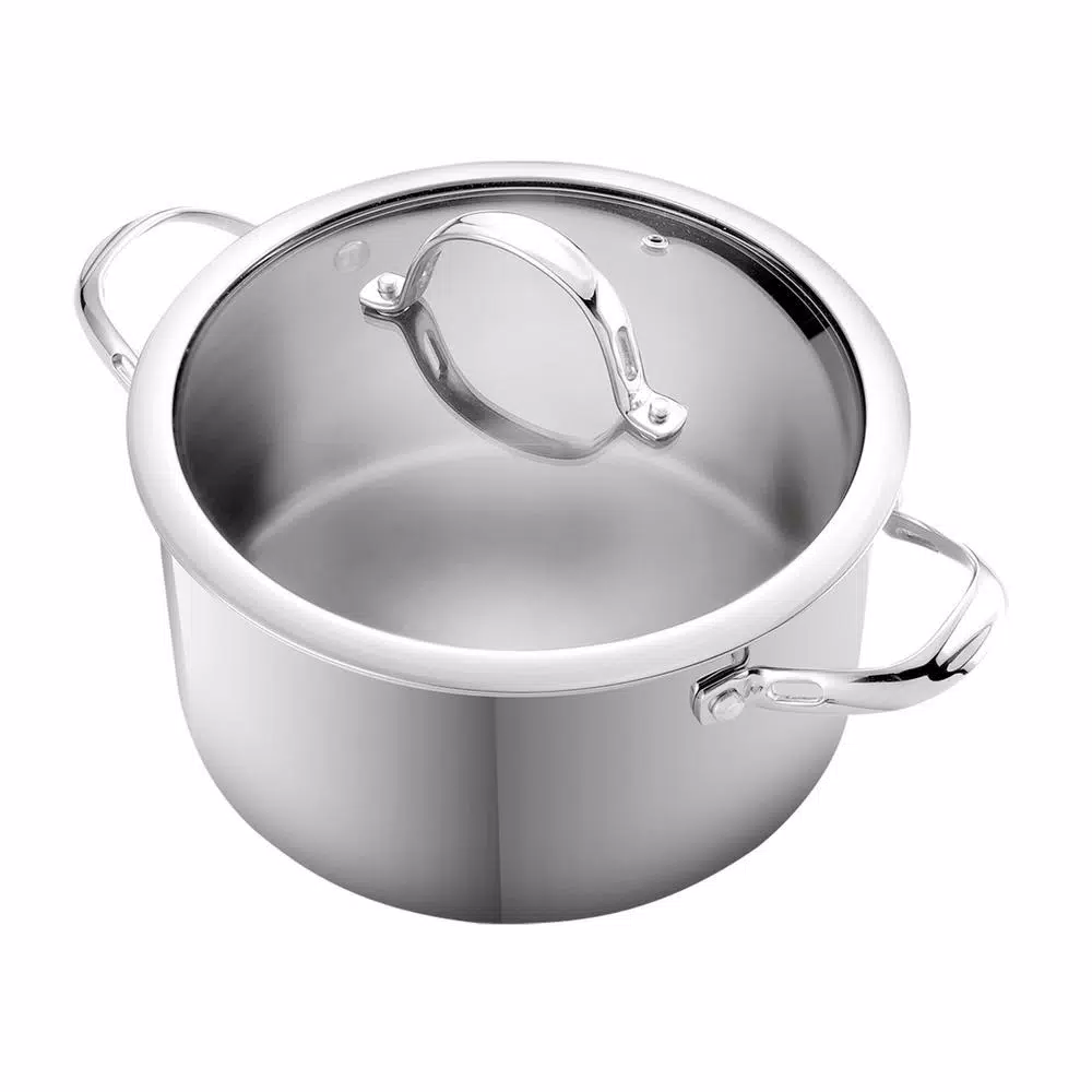 Cookware Cooks Standard Classic 6 Qt. Stainless Steel Stock Pot With Glass Lid - Image 2