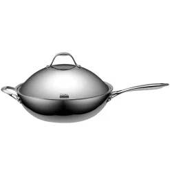 Cookware Cooks Standard 13 In. Multi-Ply Clad Stainless Steel Wok Stir Fry Pan With Dome Lid -Weston Shop cooks standard woks stir fry pans nc 00233 4f 1000