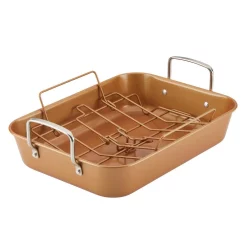 Cookware Ayesha Curry Ayesha Bakeware Nonstick Roaster With Convertible Rack, 11-Inch X 15-Inch, Copper