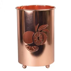 Alternative view of Kitchen Utensils Creative Home Deluxe Copper Plated Metal Utensil Holder Kitchen Tool Crock With Laser Cut Lemon Motif
