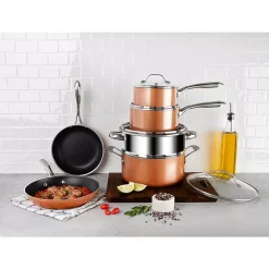 Alternative view of Gotham Steel 10-Piece Cast Textured Aluminum Ceramic Nonstick Cookware Set In Copper