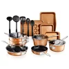 Gotham Steel StackMaster 21- Piece Aluminum Cast Textured Ceramic Nonstick Cookware Set -Weston Shop copper gotham steel cookware sets 7682 64 1000