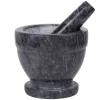 Kitchen Gadgets & Tools Creative Home 5-1/4 In. Natural Black Marble Mortar And Pestle Set With Kitchen Spices, Herbs, Grinder -Weston Shop creative home mortars pestles 74991 64 1000