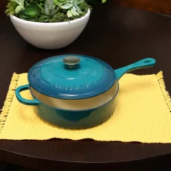 Cookware Crock-Pot Artisan 3.5 Qt. Cast Iron Nonstick Saute Pan In Teal Ombre With Lid 9 Cookware Crock-Pot Artisan 3.5 Qt. Cast Iron Nonstick Saute Pan In Teal Ombre With Lid -Weston Shop crock pot saute pans 985100778m 1f 1000