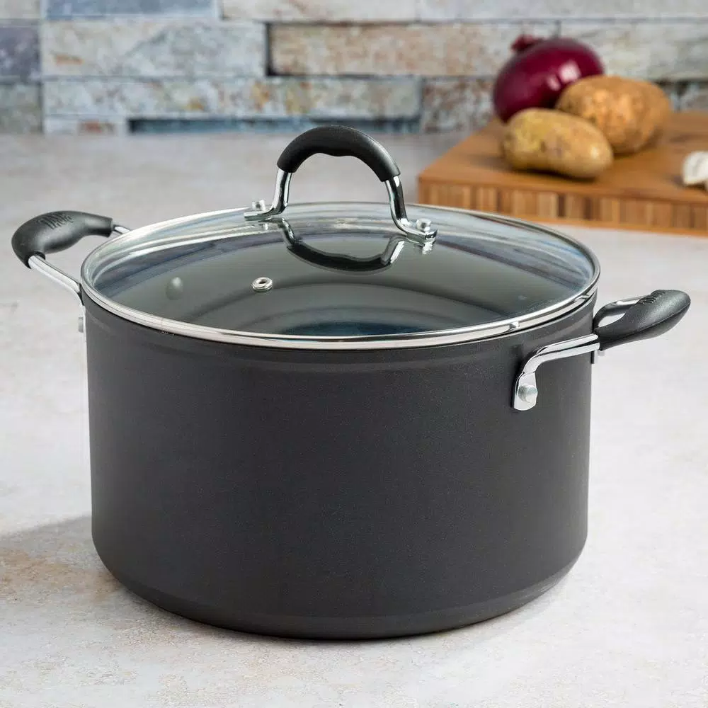 Cookware Ecolution Symphony 8 Qt. Aluminum Nonstick Stock Pot In Slate With Glass Lid 9 Cookware Ecolution Symphony 8 Qt. Aluminum Nonstick Stock Pot In Slate With Glass Lid - Image 7