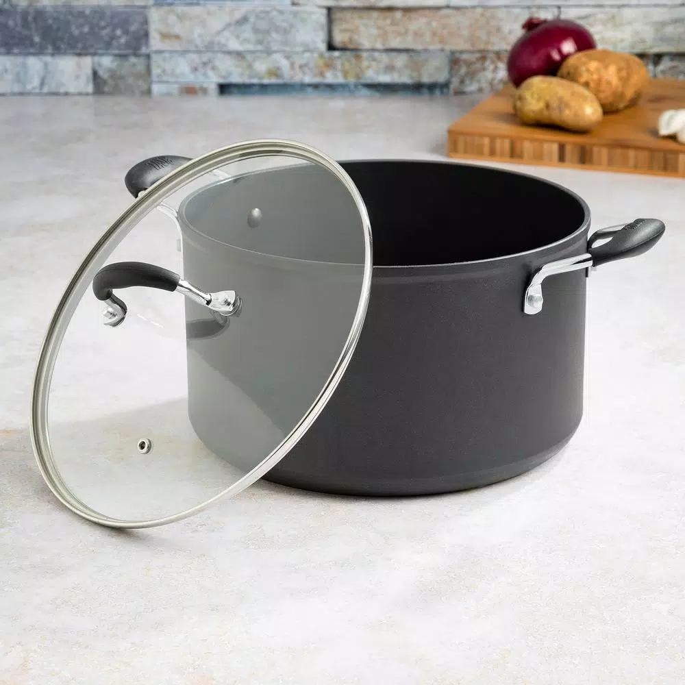 Cookware Ecolution Symphony 8 Qt. Aluminum Nonstick Stock Pot In Slate With Glass Lid 8 Cookware Ecolution Symphony 8 Qt. Aluminum Nonstick Stock Pot In Slate With Glass Lid - Image 6