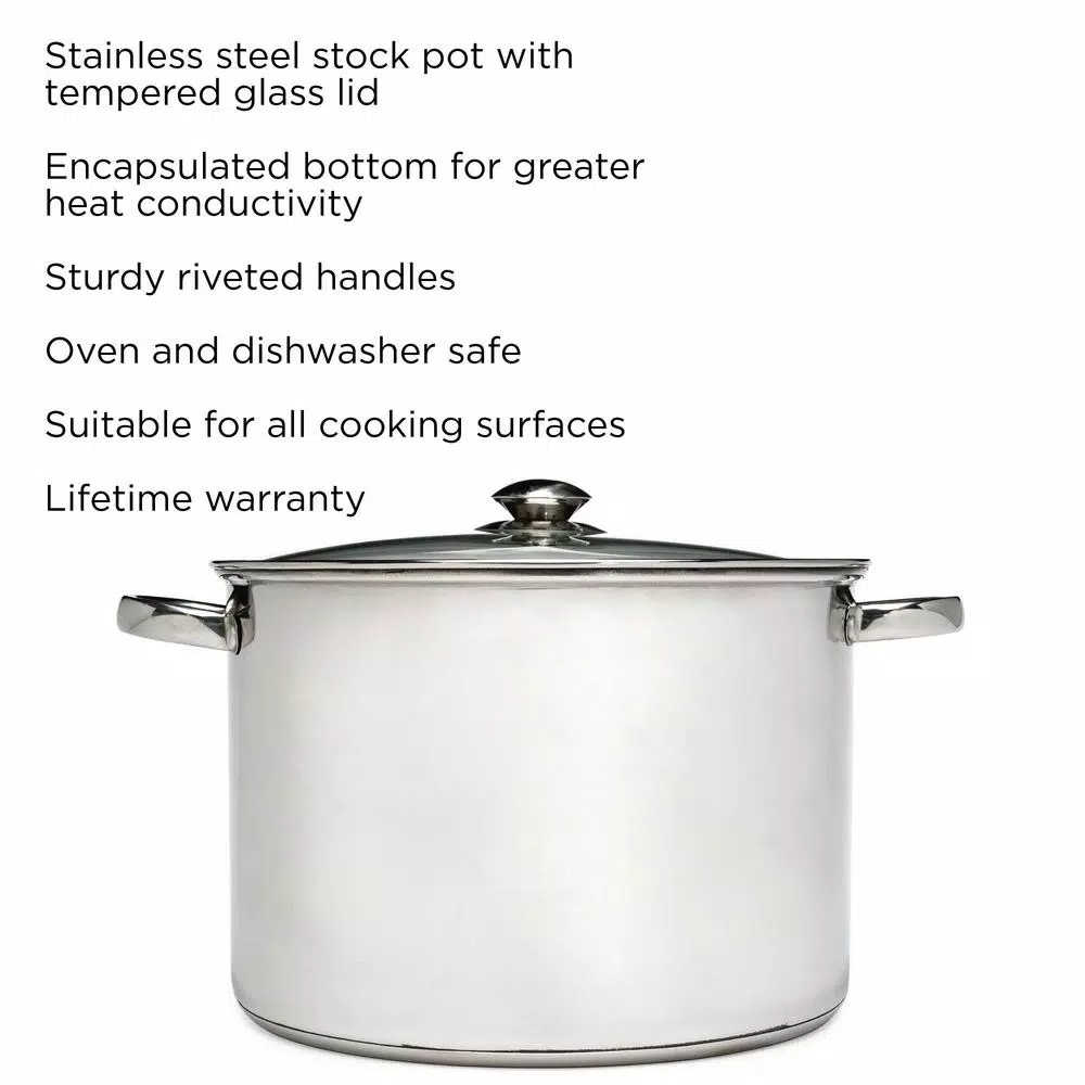 Cookware Ecolution Pure Intentions 12 Qt. Stainless Steel Stock Pot In Polished Stainless Steel With Glass Lid 4 Cookware Ecolution Pure Intentions 12 Qt. Stainless Steel Stock Pot In Polished Stainless Steel With Glass Lid - Image 2