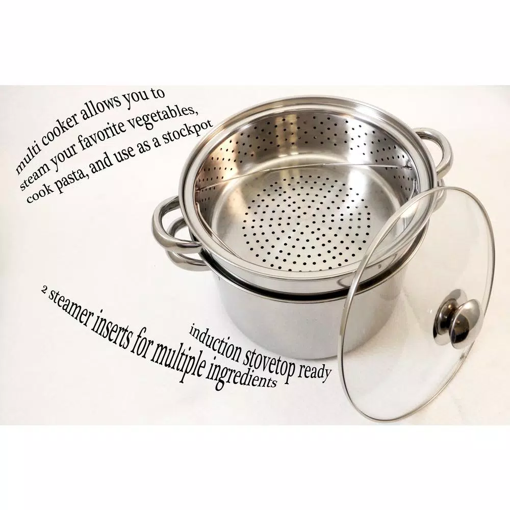 Cookware ExcelSteel 8 Qt. 4-Piece 18/10 Stainless Steel Multi-Cooker With Baskets And Lid 5 Cookware ExcelSteel 8 Qt. 4-Piece 18/10 Stainless Steel Multi-Cooker With Baskets And Lid - Image 3
