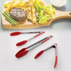 Kitchen Utensils ExcelSteel Stainless Steel Red 9″ Silicone Tongs Set Of 2 W/ Stay Cool Handle 11 Kitchen Utensils ExcelSteel Stainless Steel Red 9″ Silicone Tongs Set Of 2 W/ Stay Cool Handle -Weston Shop excelsteel tongs 082a2 31 1000