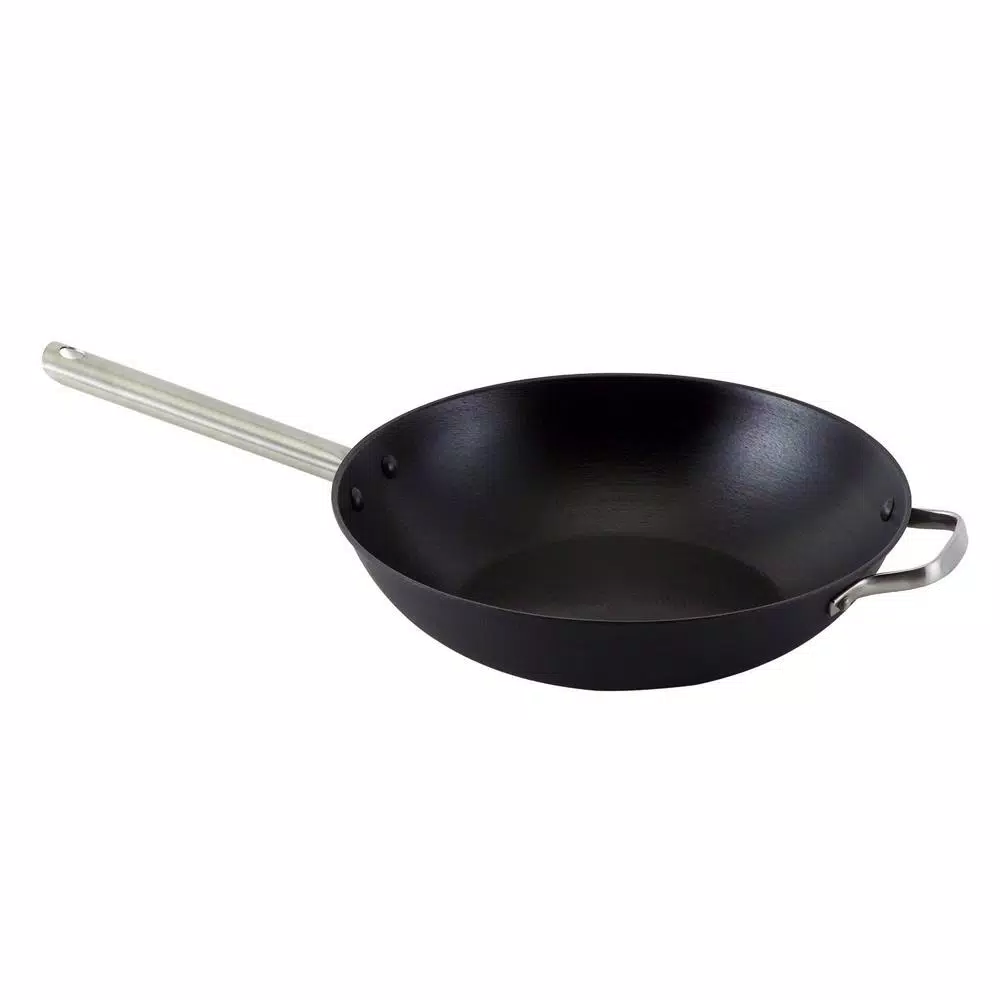 Cookware ExcelSteel 13 In. Cast Iron Chinese Wok With Assist Handle 4 Cookware ExcelSteel 13 In. Cast Iron Chinese Wok With Assist Handle - Image 2