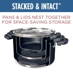 Cookware Farberware Neat Nest Space Saving 1.5 Qt. Aluminum Nonstick Sauce Pot In Black With Glass Lid -Weston Shop farberware sauce pans 20466 1f 1000