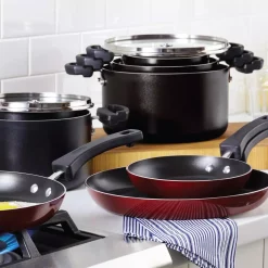 Cookware Farberware Neat Nest Space Saving 1.5 Qt. Aluminum Nonstick Sauce Pot In Black With Glass Lid -Weston Shop farberware sauce pans 20466 31 1000