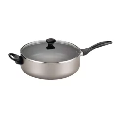 Cookware Farberware Dishwasher Safe 6 Qt. Aluminum Nonstick Saute Pan In Champagne With Glass Lid