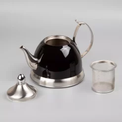 Cookware Creative Home Nobili-Tea 1.0 Qt. Stainless Steel Tea Kettle With Removable Infuser Basket In Filter Black -Weston Shop filter black creative home tea kettles 77078 44 1000