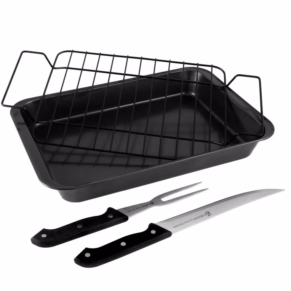 Cookware Gibson Home Reilly 4-Piece Non-Stick Carbon Steel Roaster Set 3 Cookware Gibson Home Reilly 4-Piece Non-Stick Carbon Steel Roaster Set