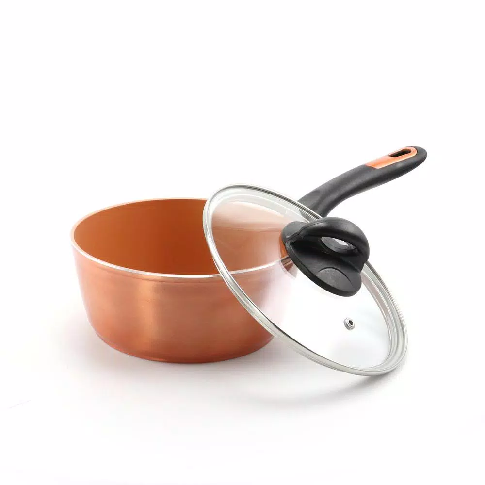 Cookware Gibson Home Hummington 1.7 Qt. Aluminum Ceramic Nonstick Sauce Pan In Metallic Copper With Glass Lid 7 Cookware Gibson Home Hummington 1.7 Qt. Aluminum Ceramic Nonstick Sauce Pan In Metallic Copper With Glass Lid - Image 5