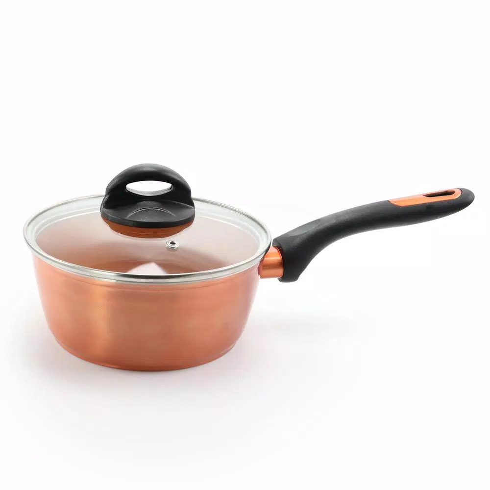 Cookware Gibson Home Hummington 1.7 Qt. Aluminum Ceramic Nonstick Sauce Pan In Metallic Copper With Glass Lid 3 Cookware Gibson Home Hummington 1.7 Qt. Aluminum Ceramic Nonstick Sauce Pan In Metallic Copper With Glass Lid