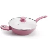 Cookware Gibson Home Plaza Cafe 3.5 Qt. Aluminum Nonstick Saute Pan In Lavender With Glass Lid