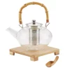 Cookware BonJour Tea Handblown Glass Zen Teapot With Stainless Steel Infuser And Bamboo Trivet, 34-Ounce