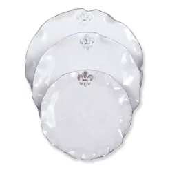 Bakeware Abigails Fleur De Lis 1.5 Quart White Ceramic Rectangle Casserole Dish