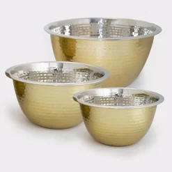 Bakeware ExcelSteel 1.75 QT Professional Stainless-Steel Hammered Mixing Bowl With Gold Tone