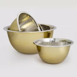 Bakeware ExcelSteel 3 Qt Professional Stainless-Steel Hammered Mixing Bowl With Gold Tone -Weston Shop gold excelsteel mixing bowls 946 4f 1000