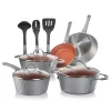 NutriChef 11-Piece Aluminum Nonstick Cookware Set In Gold Lines -Weston Shop gold lines nutrichef cookware sets hdw11glns 64 1000