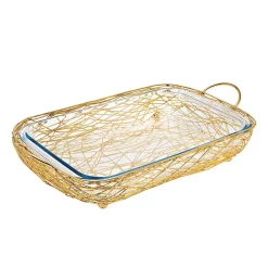 Bakeware Godinger Nest 3 Qt. Gold Rectangular Baker