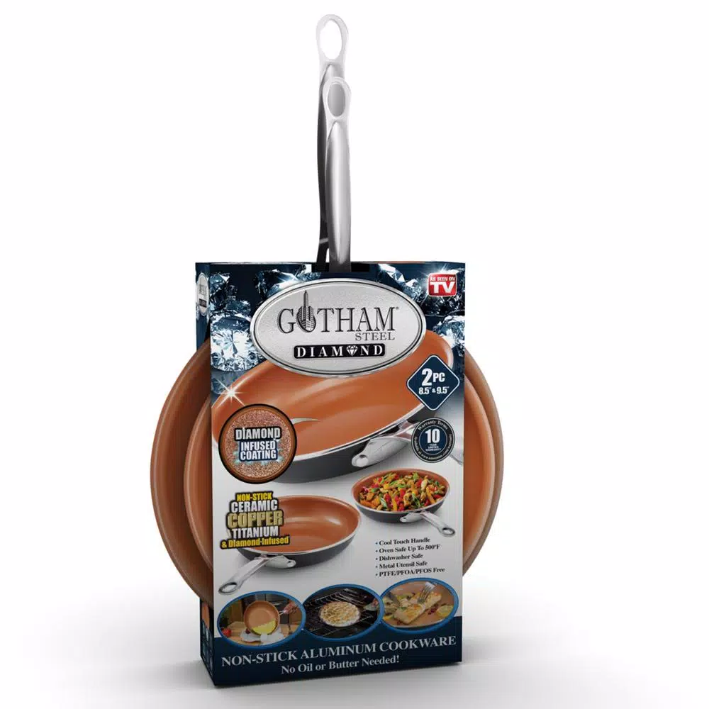Cookware Gotham Steel 8.5 In. And 9.5 In. Aluminum Ti-Ceramic Nonstick Round Fry Pan Set (2-Piece) 5 Cookware Gotham Steel 8.5 In. And 9.5 In. Aluminum Ti-Ceramic Nonstick Round Fry Pan Set (2-Piece) - Image 3