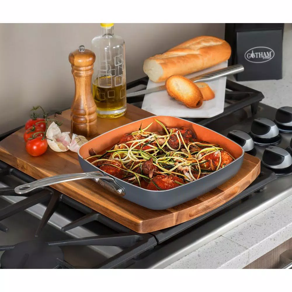 Cookware Gotham Steel 8.5 In. And 9.5 In. Aluminum Ti-Ceramic Nonstick Square Fry Pan Set (2-Piece) 4 Cookware Gotham Steel 8.5 In. And 9.5 In. Aluminum Ti-Ceramic Nonstick Square Fry Pan Set (2-Piece) - Image 2