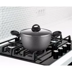 Bakeware AMERCOOK Lava Stone 3.5 Qt. Aluminum Nonstick Casserole Dish In Gray With Glass Lid -Weston Shop gray amercook casserole dishes n 112fak 0524 1f 1000