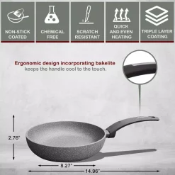 Alternative view of Cookware AMERCOOK Lava Stone 8.7 In. Aluminum Nonstick Frying Pan In Gray