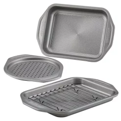 Circulon Total Bakeware Nonstick Toaster Oven And Personal Pizza Pan Baking Set, Gray, 4-Piece