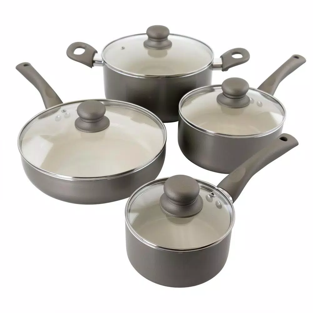 Oster Newcrest 8-Piece Aluminum Nonstick Cookware Set In Gray 3 Oster Newcrest 8-Piece Aluminum Nonstick Cookware Set In Gray