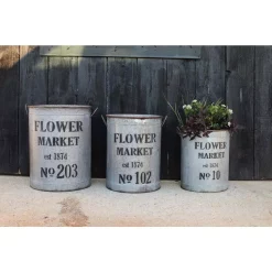 Alternative view of Kitchen Utensils 3R Studios Metal Flower Market Buckets With Handles (Set Of 3)
