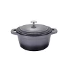 Bakeware AMERCOOK LA PLURIEL 3 Qt. Round Enameled Cast Iron Casserole Dish In Gray With Lid -Weston Shop grey amercook casserole dishes ac 0520g 64 1000
