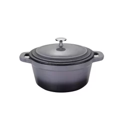 Bakeware AMERCOOK LA PLURIEL 3 Qt. Round Enameled Cast Iron Casserole Dish In Gray With Lid