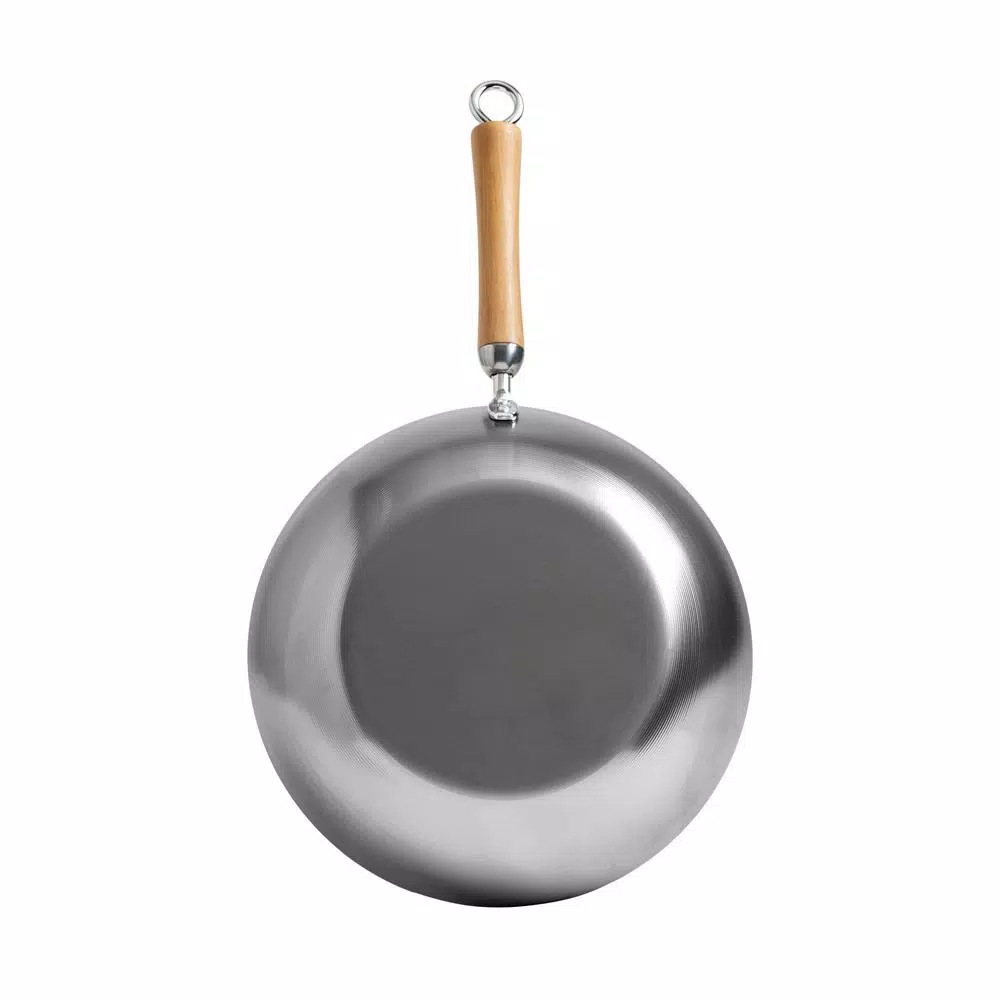 Cookware Honey-Can-Do Joyce Chen 12 In. Silver Carbon Steel Stir-Fry Pan With Birchwood Handle 6 Cookware Honey-Can-Do Joyce Chen 12 In. Silver Carbon Steel Stir-Fry Pan With Birchwood Handle - Image 4