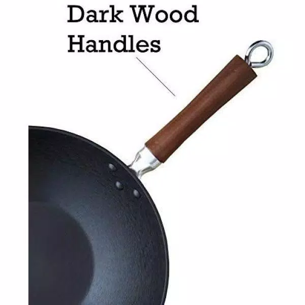 Cookware IMUSA Light Cast Iron Pre-Seasoned 14 In. Wok With Wood Handle 8 Cookware IMUSA Light Cast Iron Pre-Seasoned 14 In. Wok With Wood Handle - Image 6