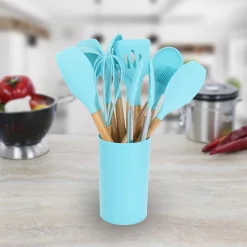 Kitchen Utensils MegaChef Light Teal Silicone And Wood Cooking Utensils (Set Of 12) 12 Kitchen Utensils MegaChef Light Teal Silicone And Wood Cooking Utensils (Set Of 12) -Weston Shop light teal megachef kitchen utensil sets 985114608m 44 1000