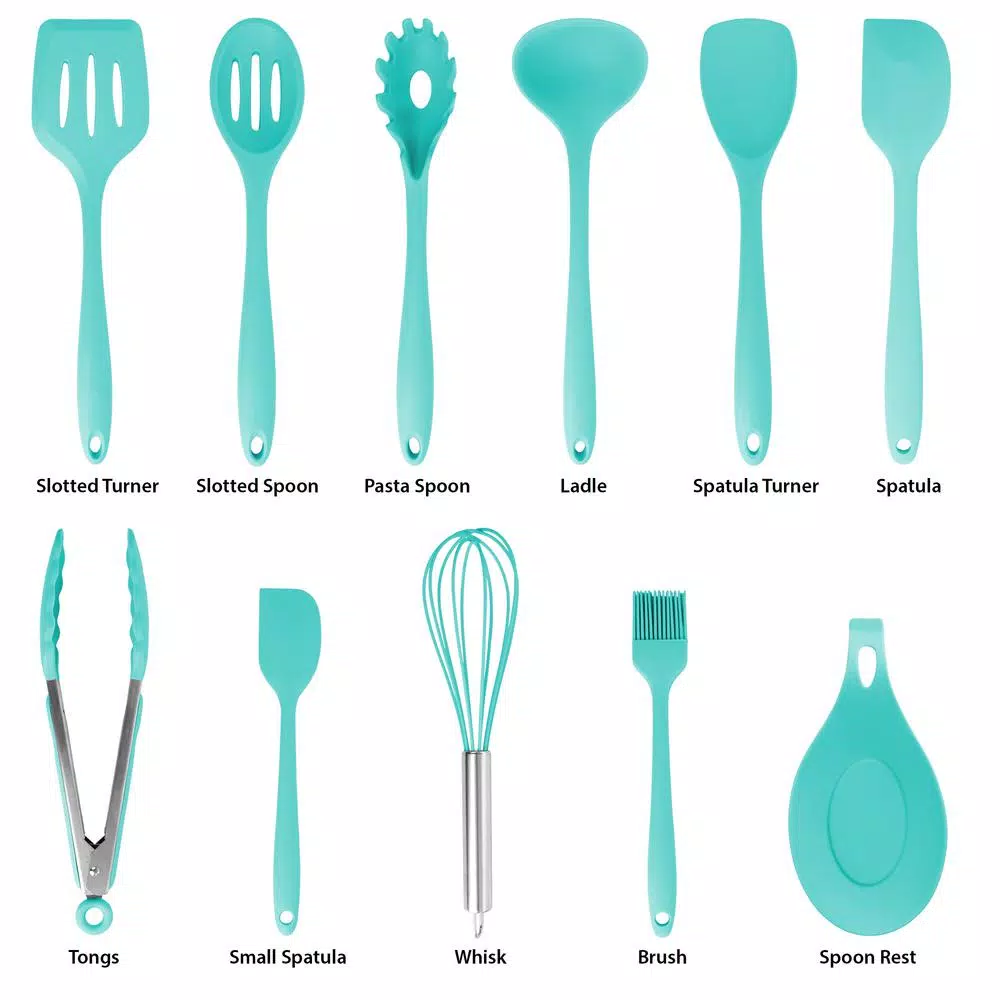 Kitchen Utensils MegaChef Light Teal Silicone Cooking Utensils (Set Of 12) 9 Kitchen Utensils MegaChef Light Teal Silicone Cooking Utensils (Set Of 12) - Image 7