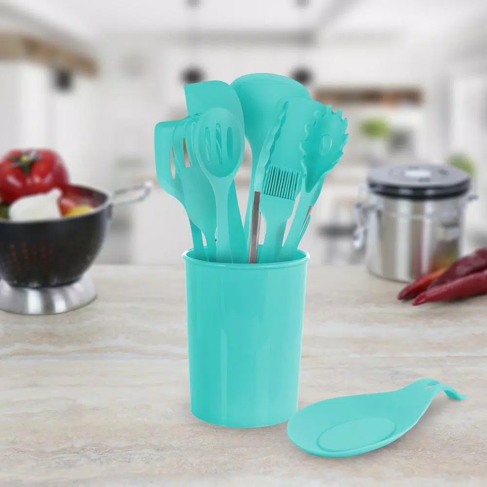 Kitchen Utensils MegaChef Light Teal Silicone Cooking Utensils (Set Of 12) 8 Kitchen Utensils MegaChef Light Teal Silicone Cooking Utensils (Set Of 12) - Image 6