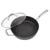 Cookware MasterPan Granite Ultra 5 Qt. Cast Aluminum Nonstick Saute Pan In Black With Glass Lid -Weston Shop masterpan saute pans mp 134 64 1000